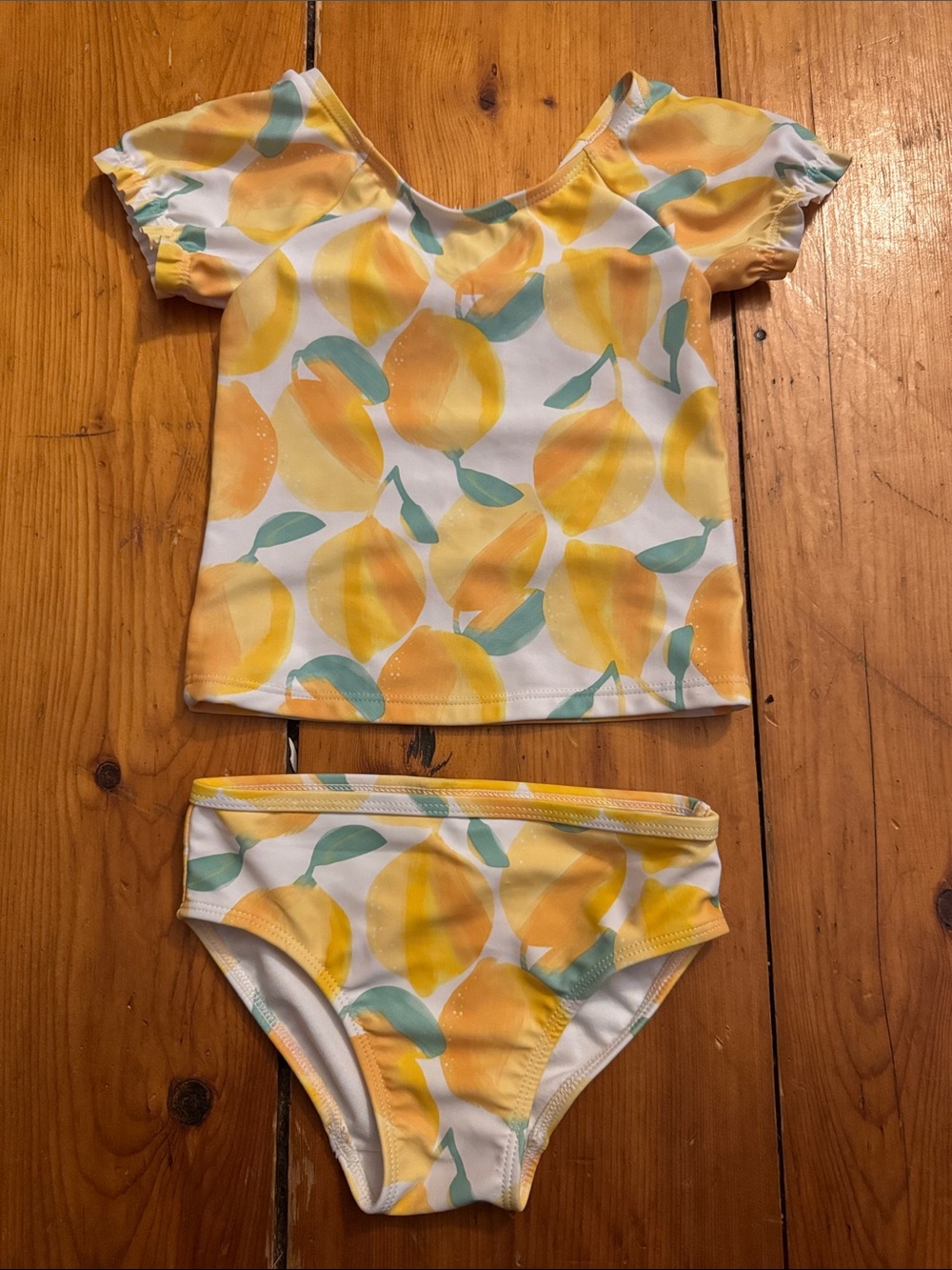 Carter's Yellow Lemon Print Two-Piece Rashguard Swim Set